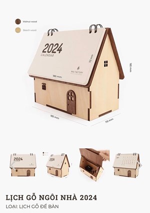Lịch gỗ ngôi nhà 2024